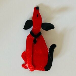 Vintage LEA STEIN PARIS Brooch Pin Red Dog Signed Collectible